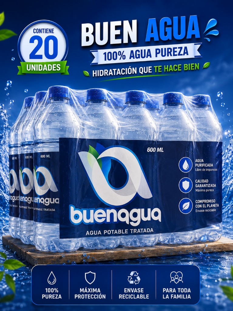 paca de agua por 20 unidades