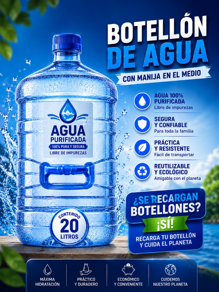 Agua purificada 20L botellon
