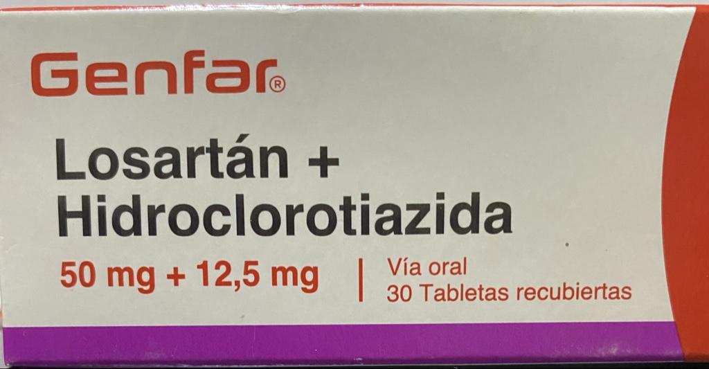 Genfar Losartán + Hidroclorotiazida 50 mg + 12,5 mg