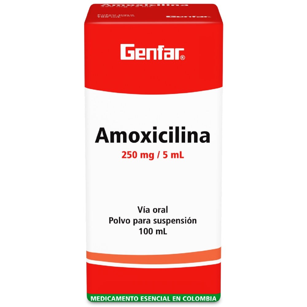 Amoxicilina Suspensión 250 mg/5 mL Genfar