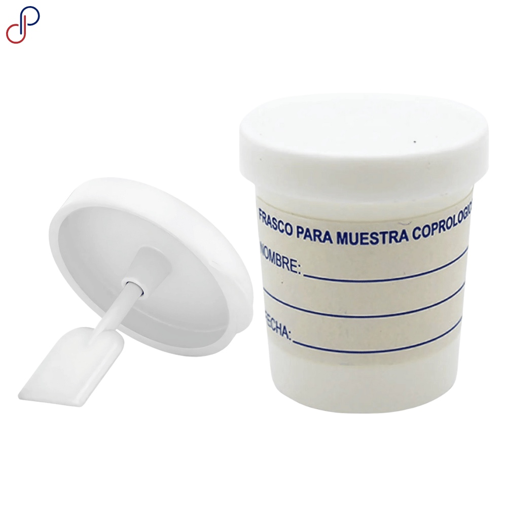 Frasco muestra coprologica blanco