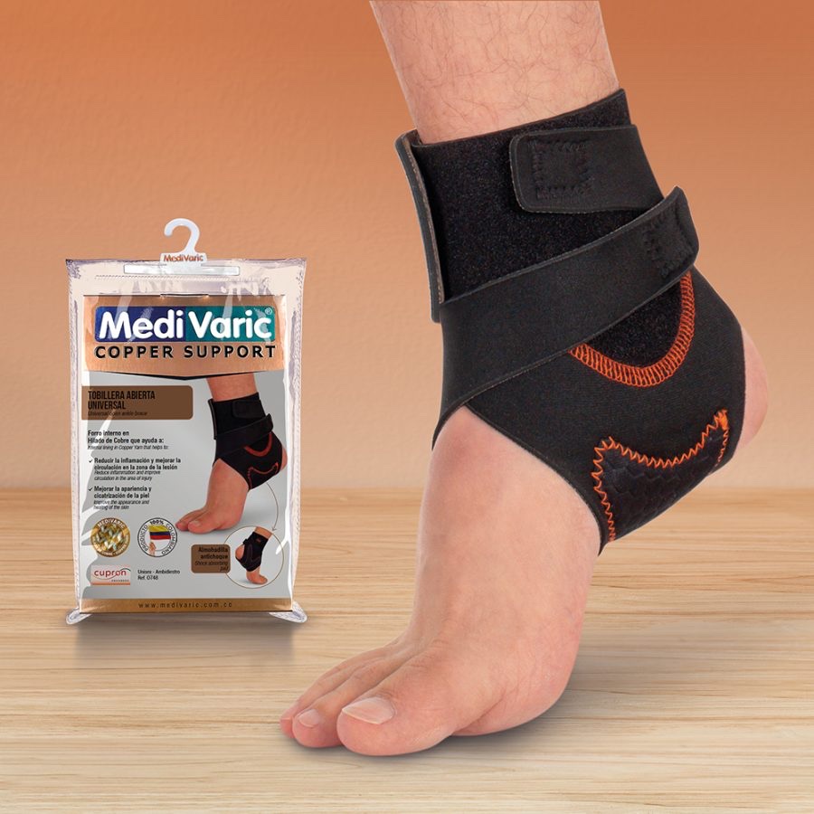 MediVaric tobillera copper support negra