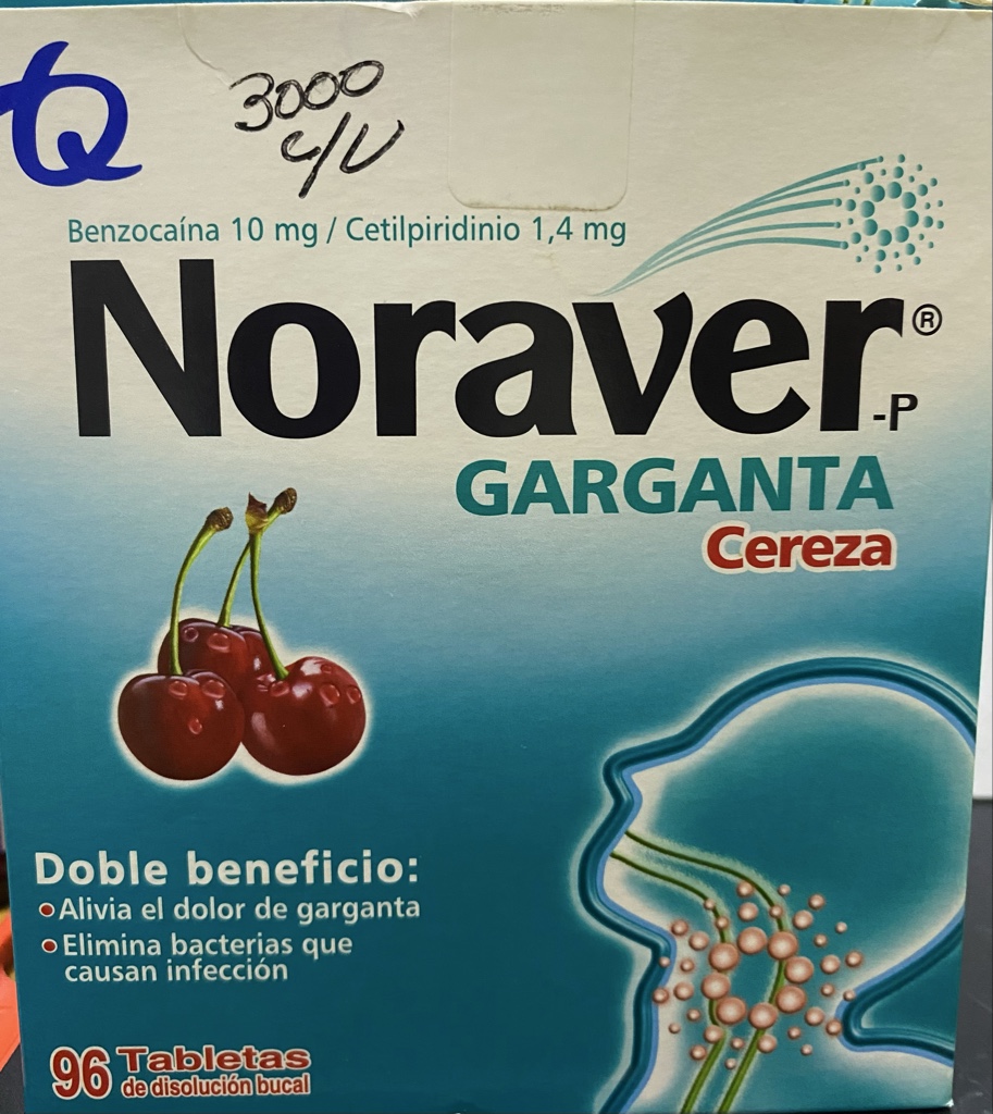 Noraver-P Garganta cereza 96 tabletas