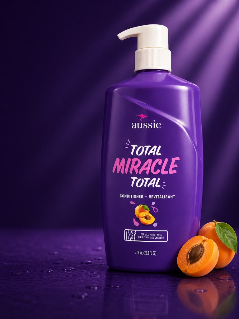 AUSSIE TOTAL MIRACLE TOTAL – CONDICIONADOR
778 ml | Com Óleo de Damasco (Pêssego)