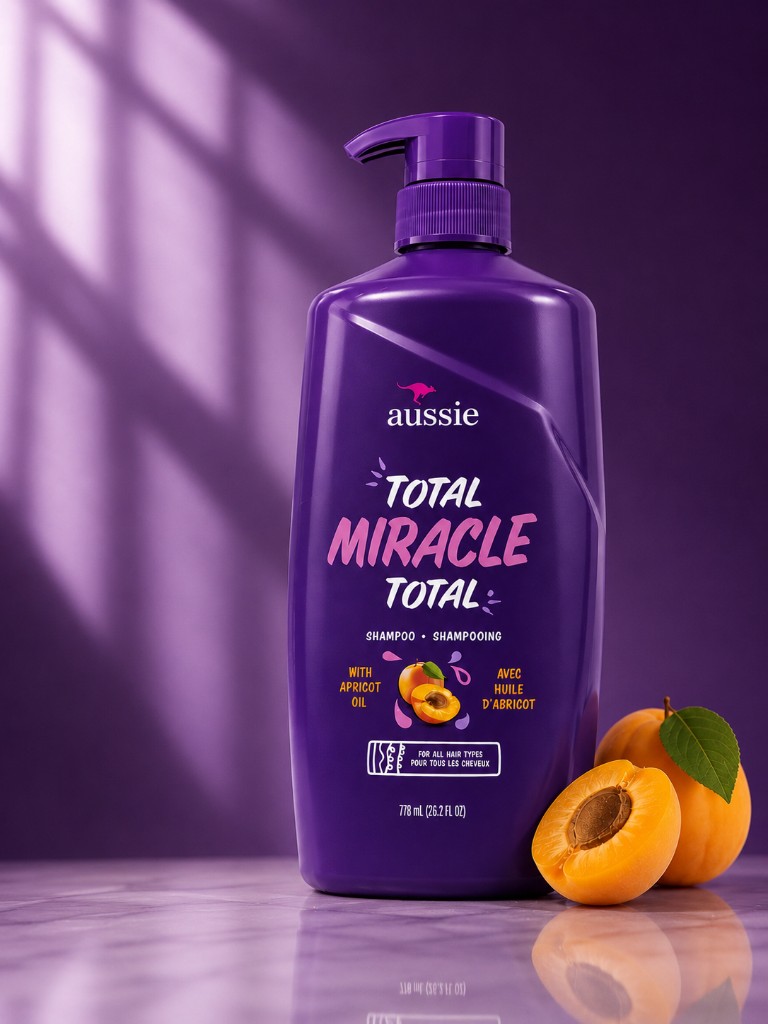 AUSSIE TOTAL MIRACLE TOTAL – SHAMPOO
778 ml | Com Óleo de Damasco (Pêssego)