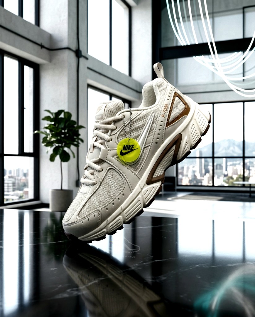 Nike P-7000 Crema gris Detalles Blanco Marrón y  Mujer Monikistyle1.1