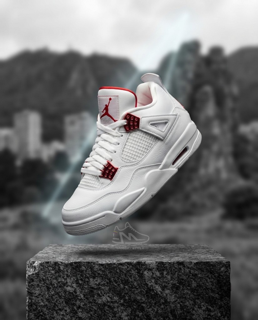 Nike Air Jordan Retro 4 Blanca rojo metalizado Mujer Hombre Monikistyle1.1