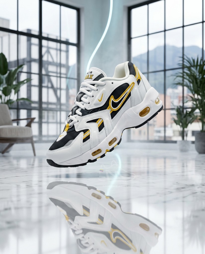 Nike Air Max 96 II Goldenrod Blanco Detalles Negro y Amarillo Mujer Hombre Monikistyle1.1