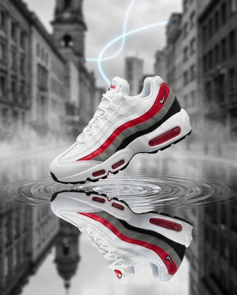 Nike Air Max 95 Blanco Detalles Rojo, Gris y Negro Hombre Monikistyle1.1