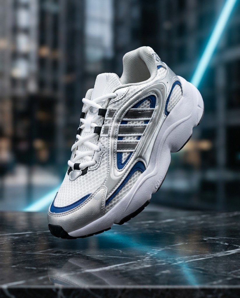 Adidas Ozmillen Blanco Detalles Plateado y Azul Mujer Monikistyle1.1