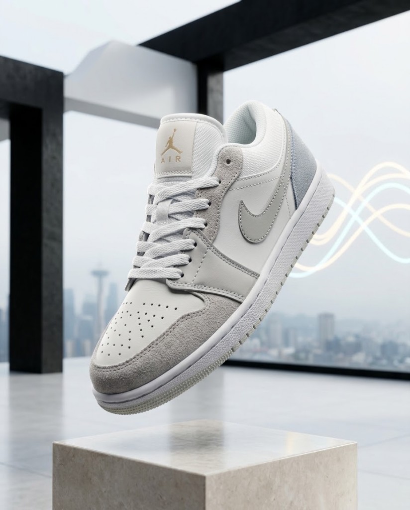 Nike Air Jordan 1 Low Paris Blanco Detalles Gris y Azul Celeste Mujer - Hombre Monikistyle1.1