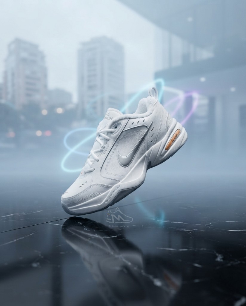 Nike Air Monarch IV Blanco Snow Day Tecnología Full Length Air Mujer Hombre Monikistyle1.1