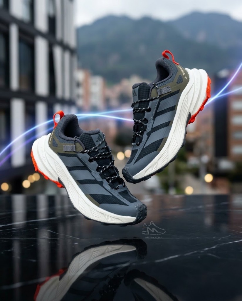 Adidas Terrex Gore-Tex Gris Oscuro Detalles Verde Oliva Naranja Hombre Monikistyle1.1