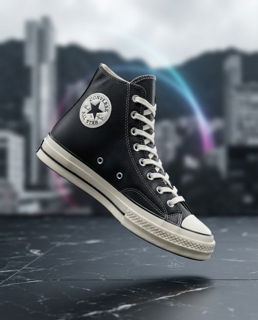 Converse Clásica Chuck Taylor 70 Bota Negro Cuero Detalles Suela Crema Mujer Hombre Monikistyle1.1