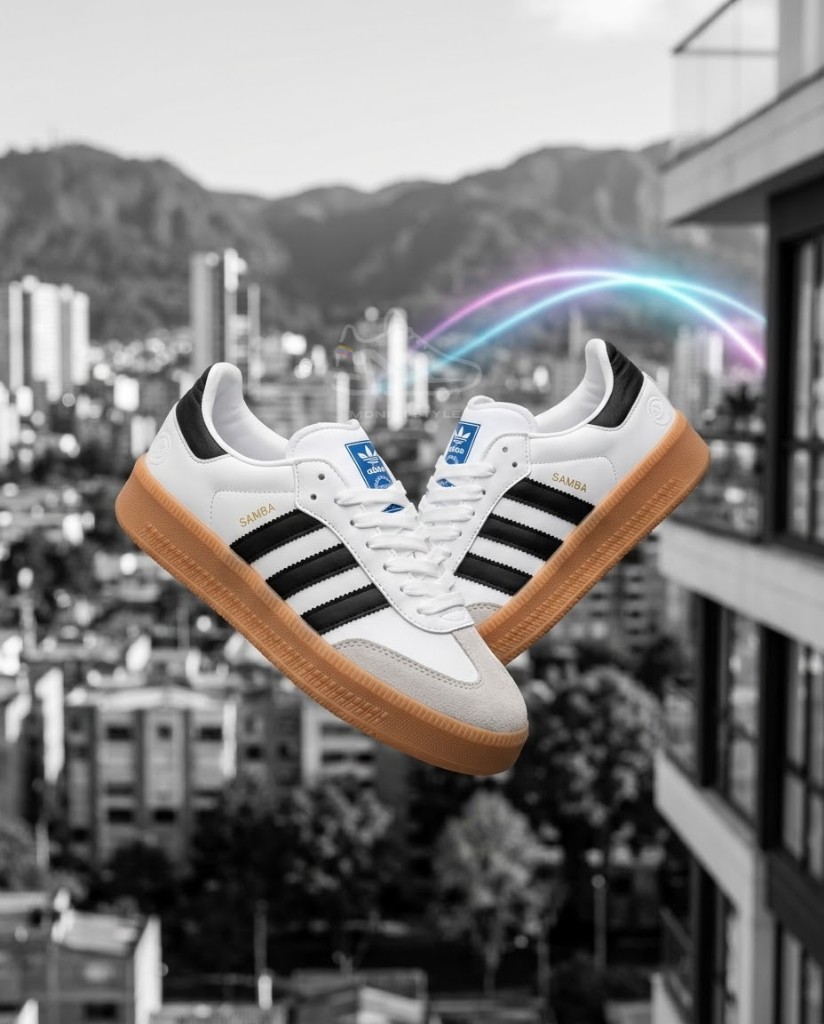 Adidas Samba XLG en color blanco y negro Mujer Hombre MonikiStyle 1.1