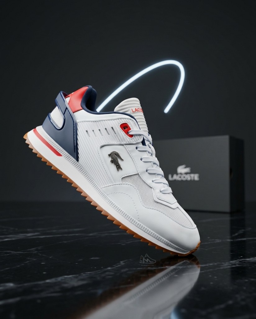 Lacoste L-Spin Deluxe Blanco Detalles Azul Marino y Rojo Hombre Monikistyle1.1