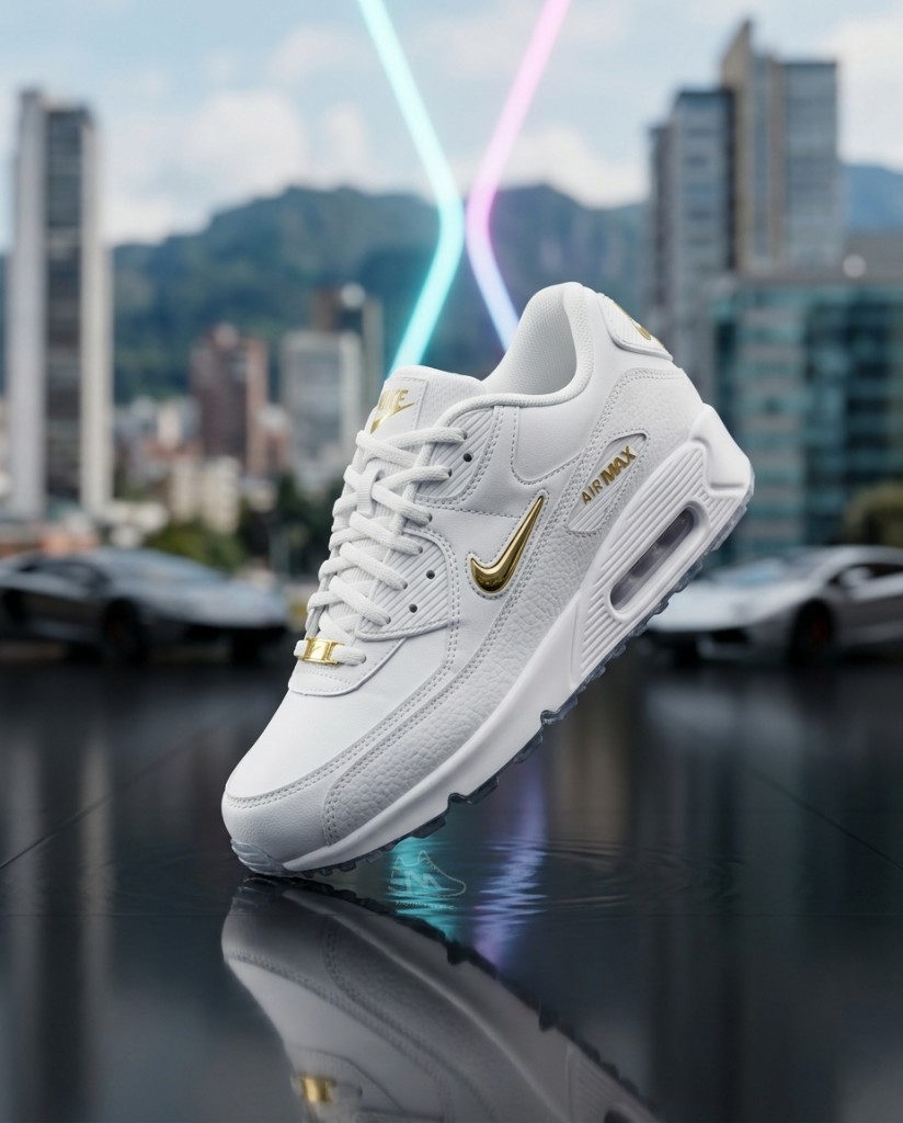 Nike Air Max 90 Blanco Detalles Dorado Mujer Hombre Monikistyle1.1