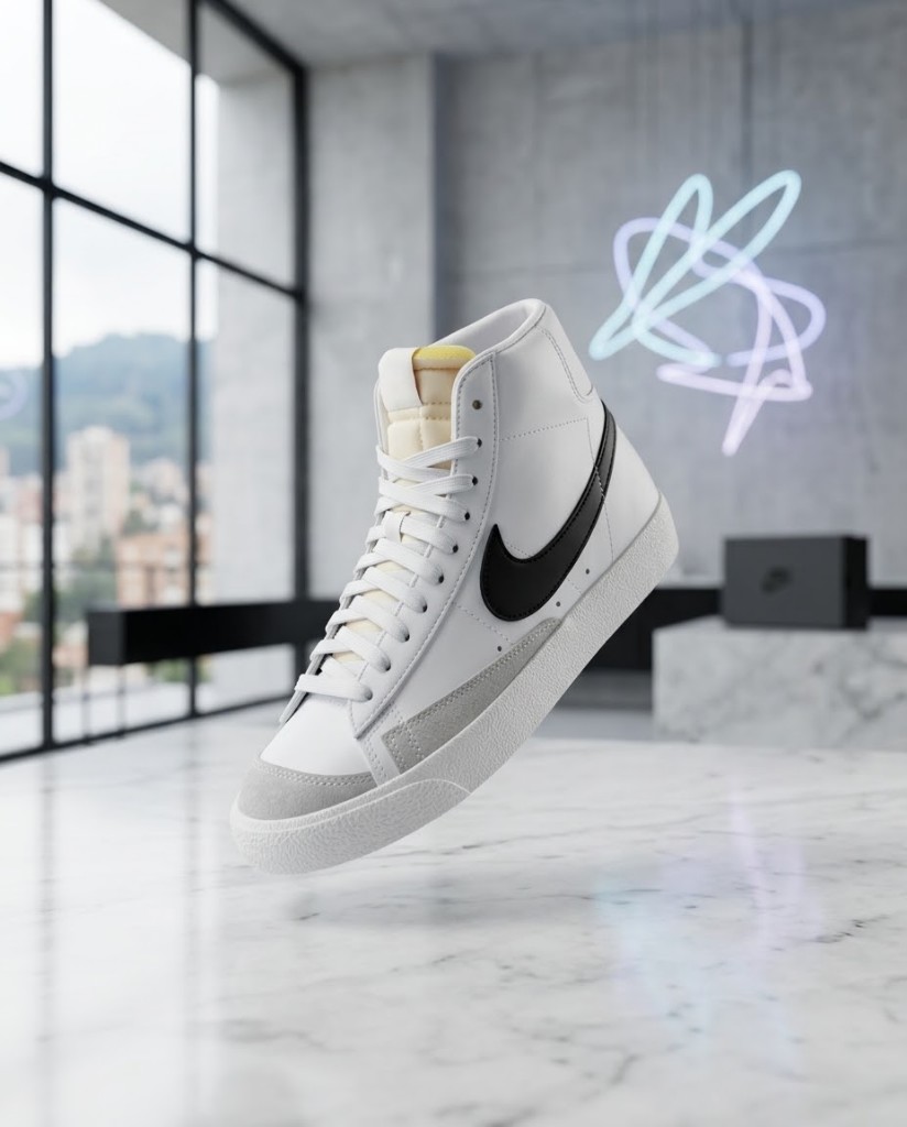 Nike Blazer Mid '77 Vintage Blanco Detalles Negro y Gris Mujer Hombre Monikistyle1.1
