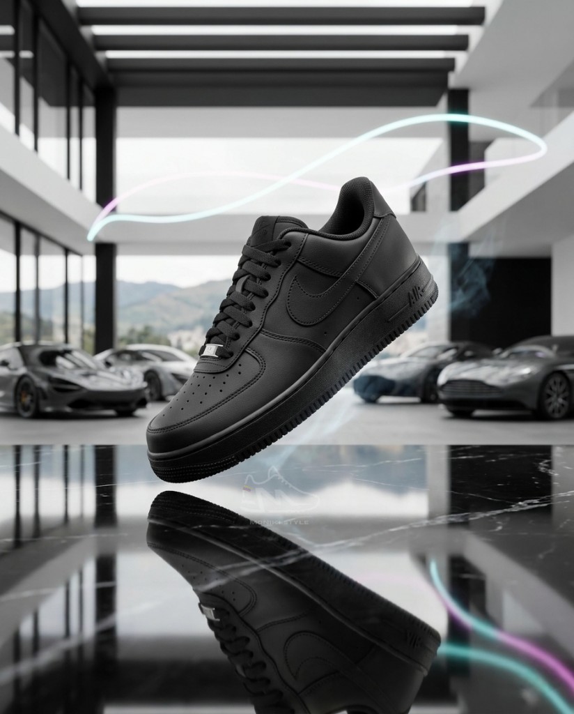 Nike Air Force 1 Low Negro Casual Urbano Monocromático Mujer Hombre Monikistyle1.1
