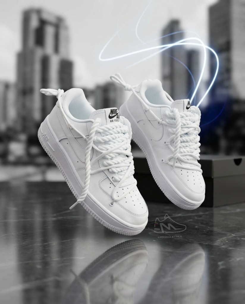Nike Air Force 1 Low Blanco Detalles Cordones Soga Blancos Mujer  Monikistyle1.1