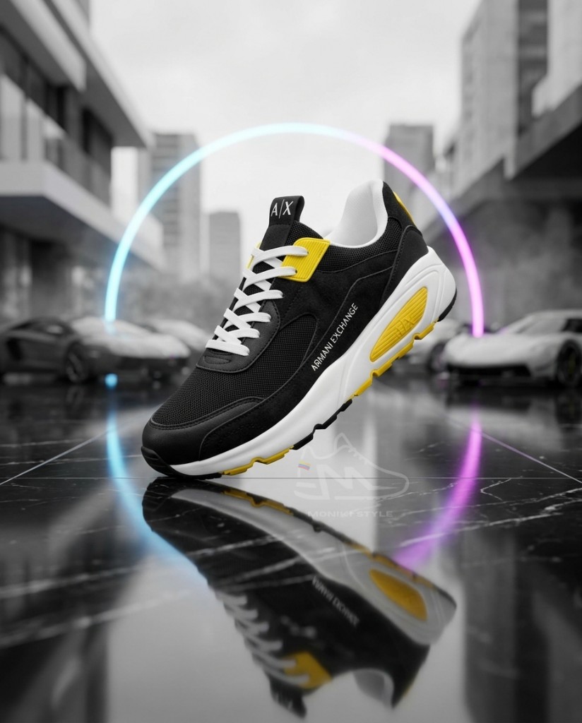 Armani Exchange Brons Negro Detalles Amarillo y Blanco Hombre Monikistyle1.1