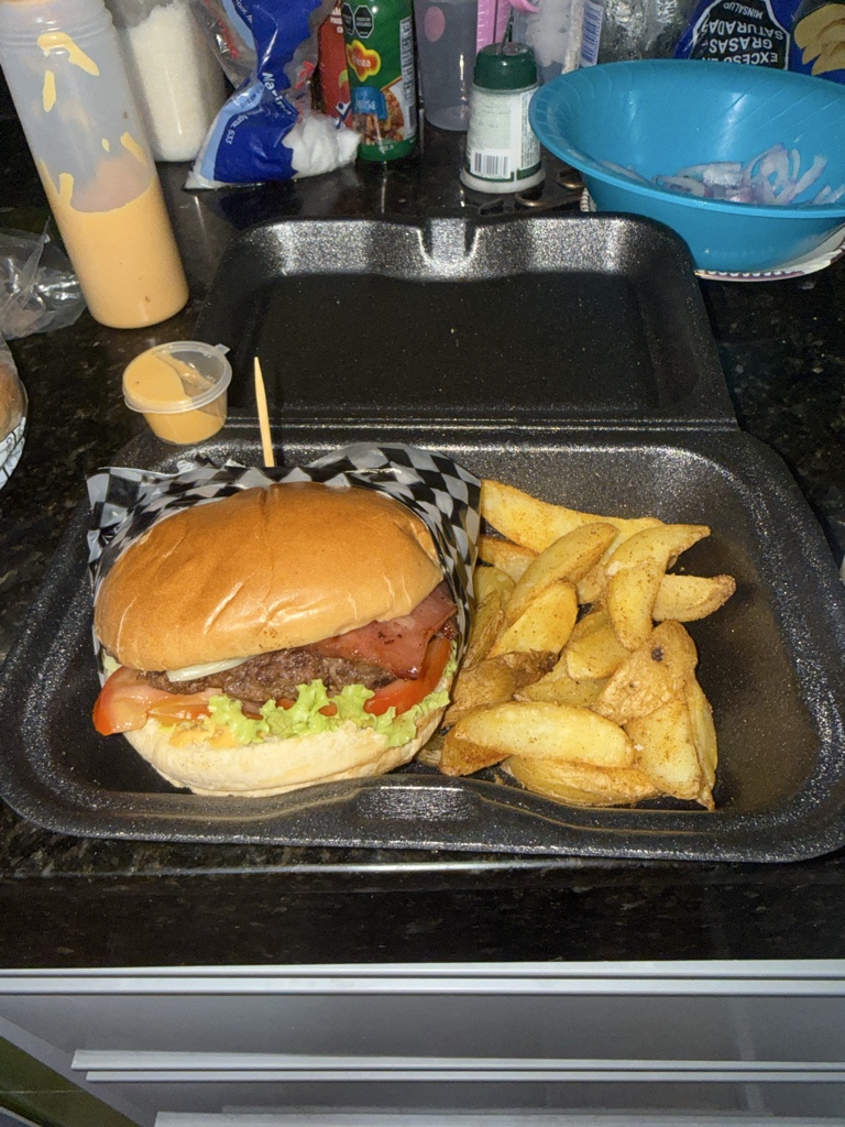 Hamburguesa 100% Angus con papas