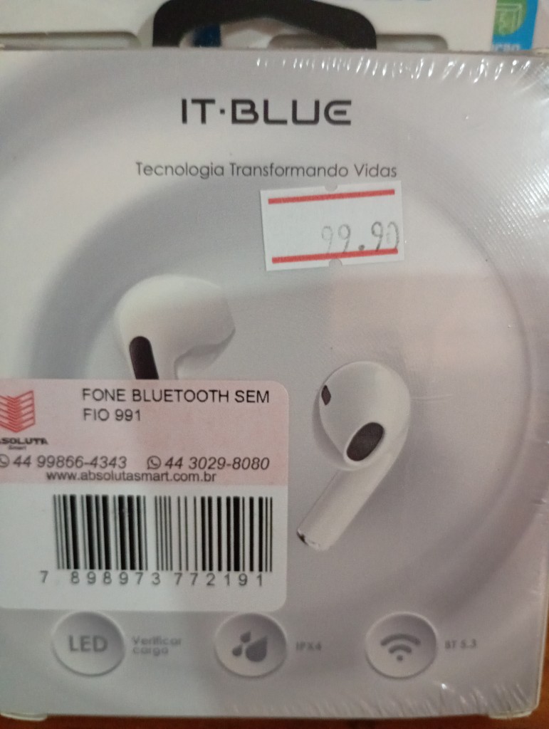 IT-BLUE fone bluetooth sem fio branco