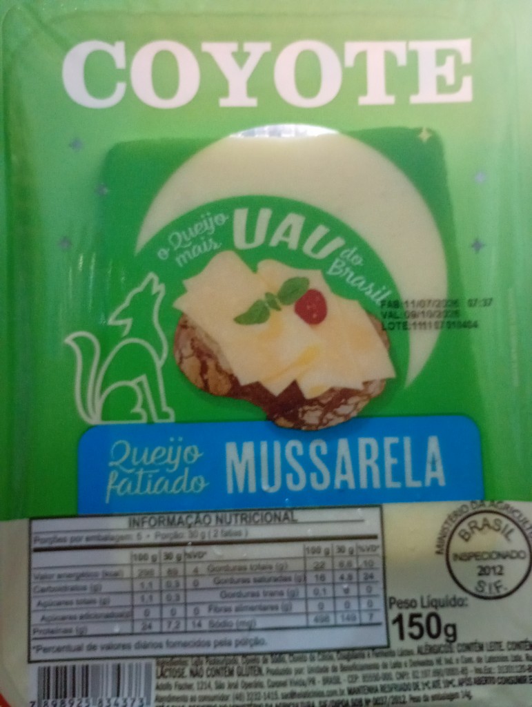 Coyote queijo Mussarela fatiado