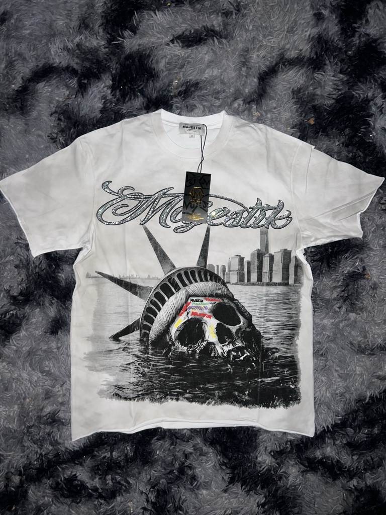 Majestik playera blanca estampada