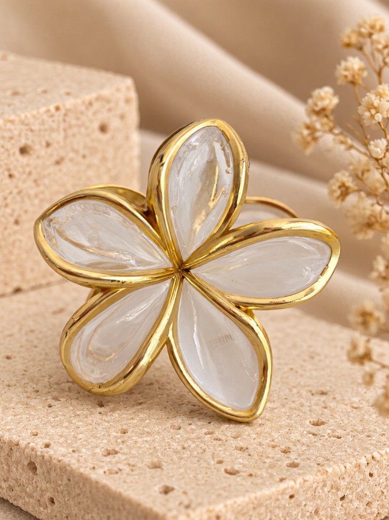 ACC-8637 BROCHE HAWAII GOLD BLANCO 7CM