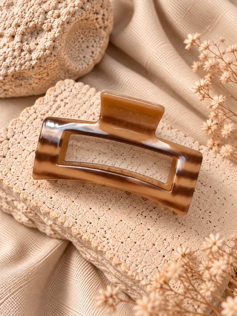 ACC-8521 BROCHE RECTANGULAR MARRÓN