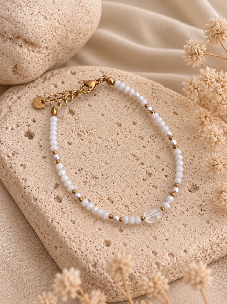 P-3309/ PULSERA OVALADA BLANCO 18+3cm AD