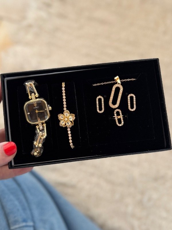 Pack Reloj dorado cuadrado modelo 11