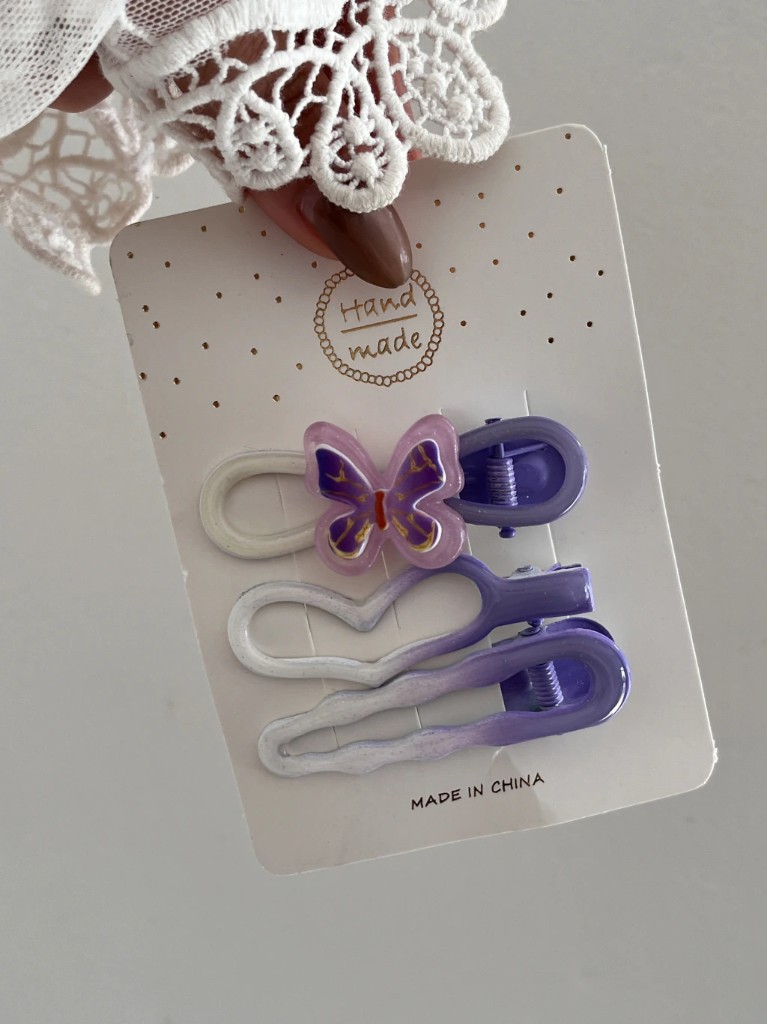ACC-8519/ Set Hebillas Mariposa Violeta