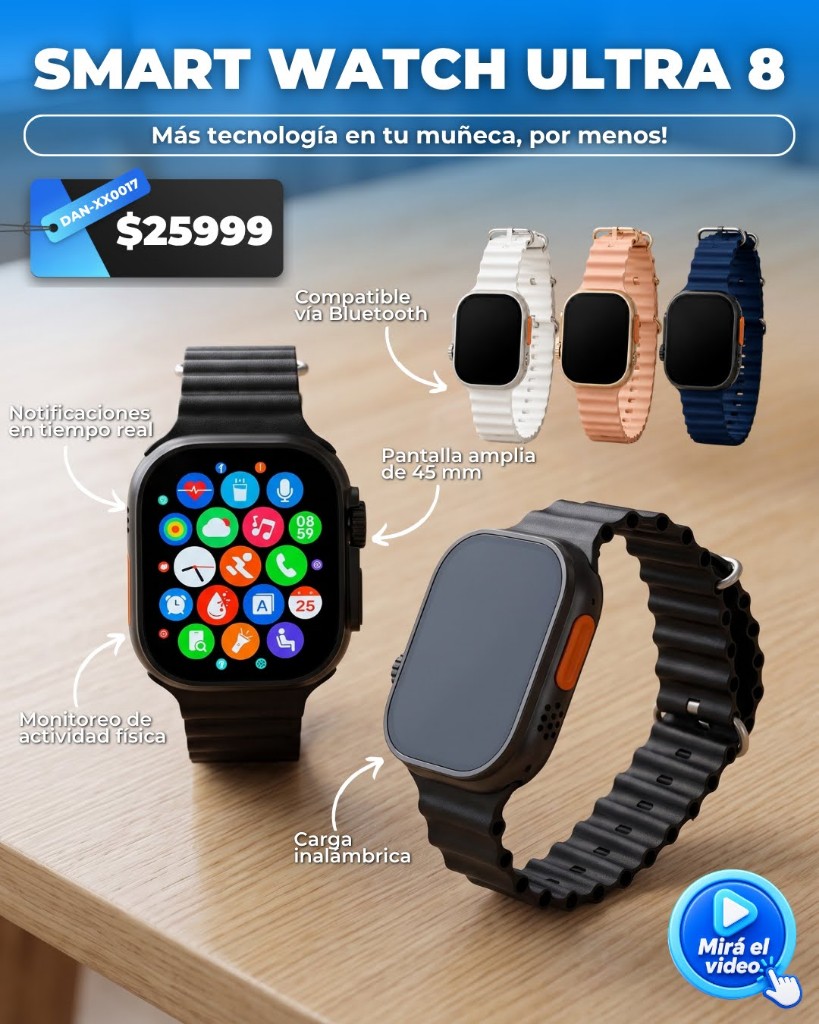 Smart Watch Ultra 8 negra