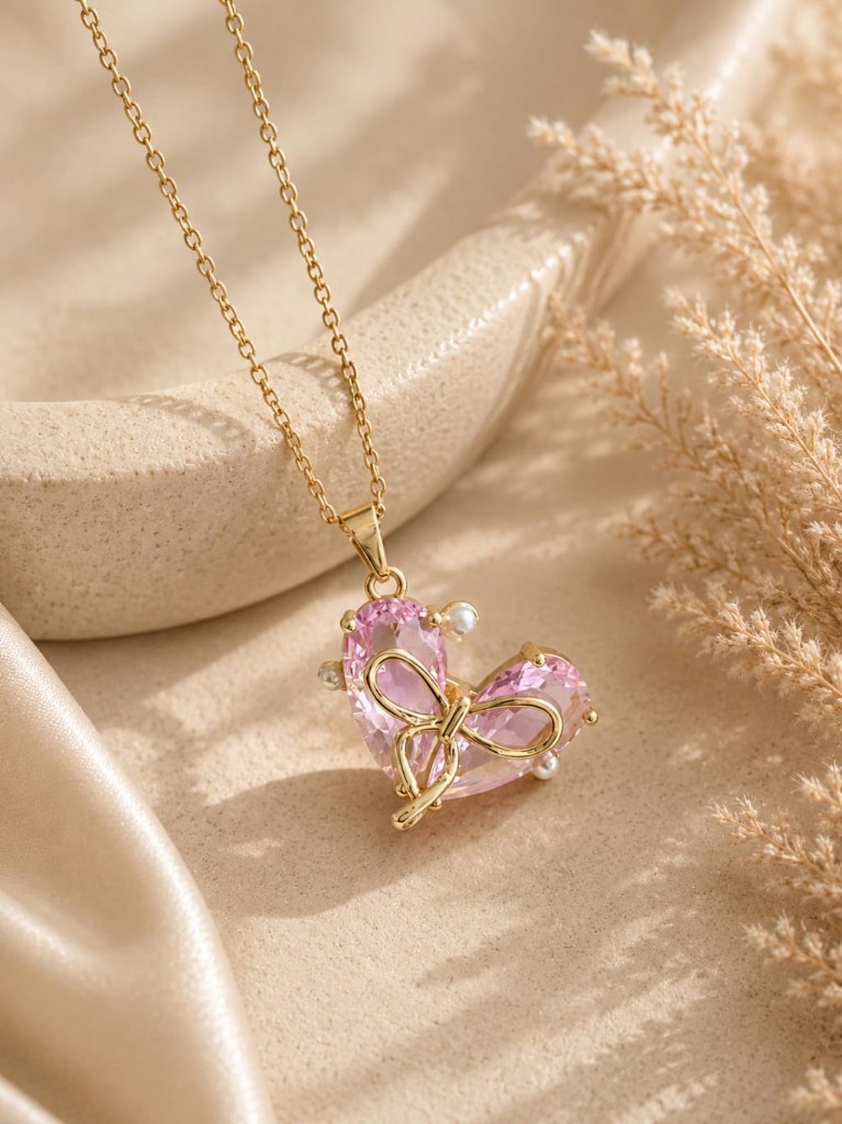 COLLAR CORAZON ROSA 45+5CM AD