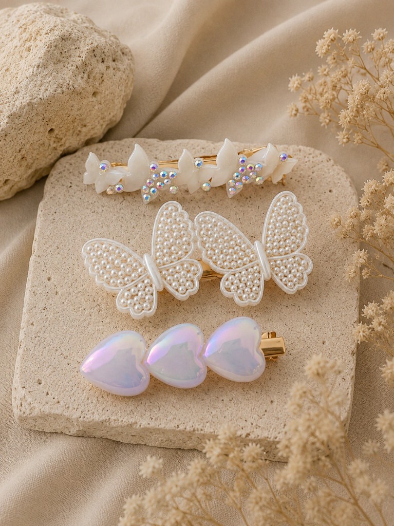 ACC-8470/ Set Hebillas White Mariposa