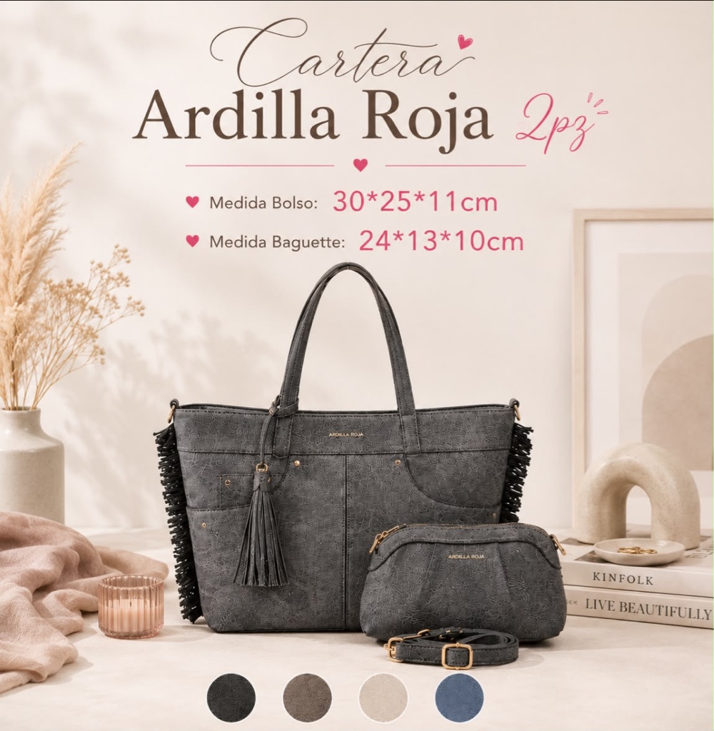 Cartera Ardilla Roja 2 piezas AR 51228