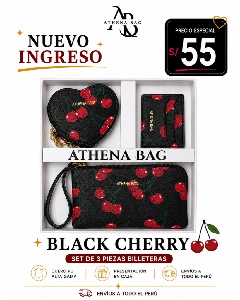 Set Billetera Cerezas - ATHENA BAG - YDBL112 GNK