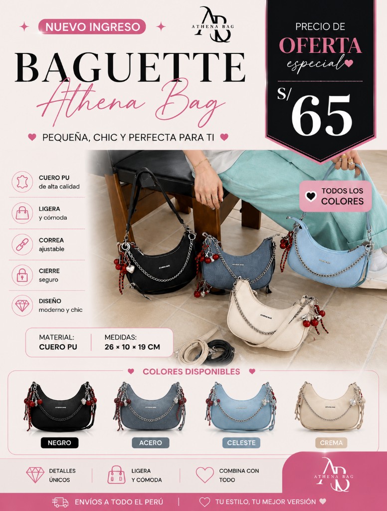 x Baguette Athena Bag - Cherry AB37178 GNK