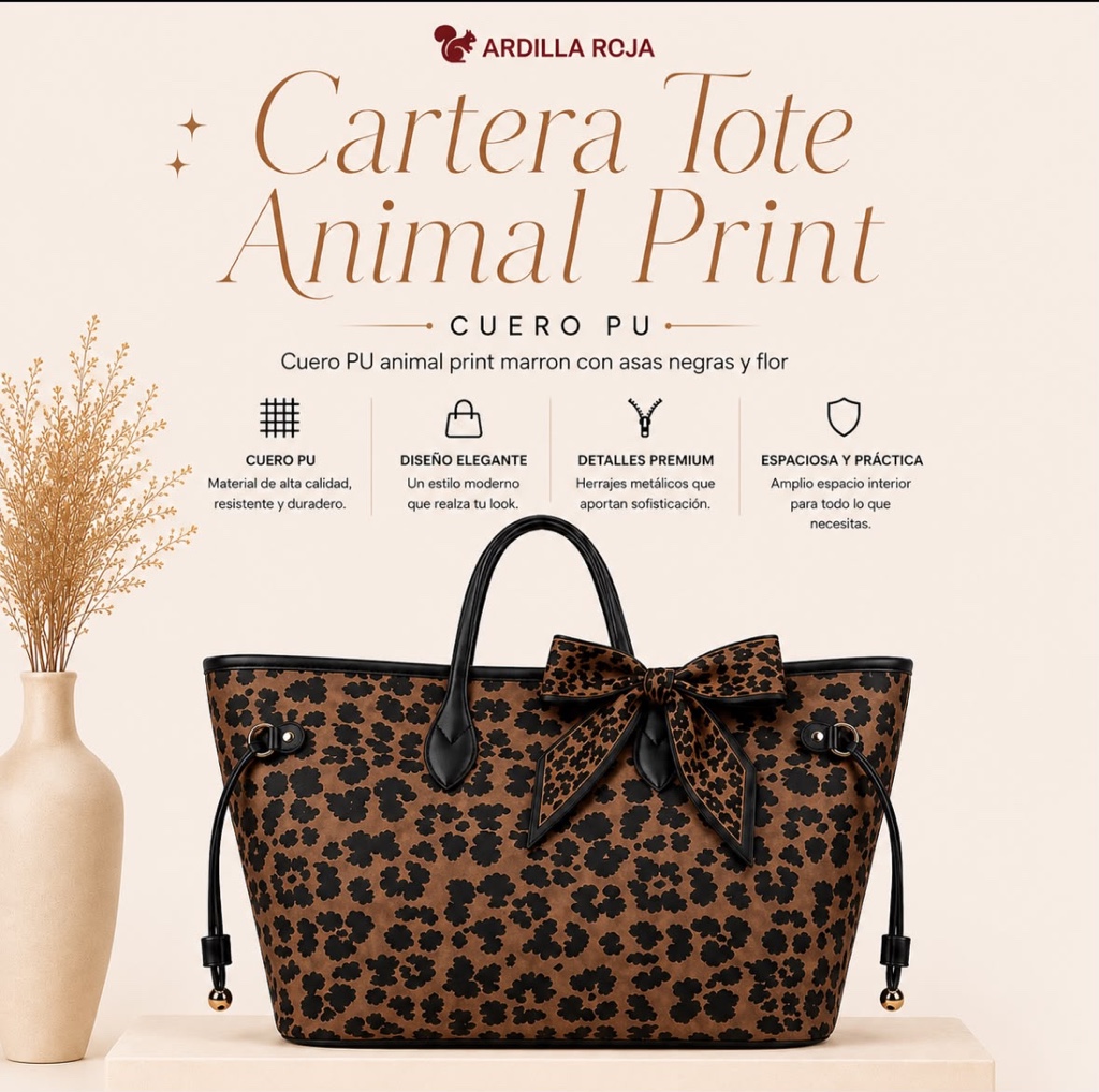 Cartera Animal Print con Lazo Grande