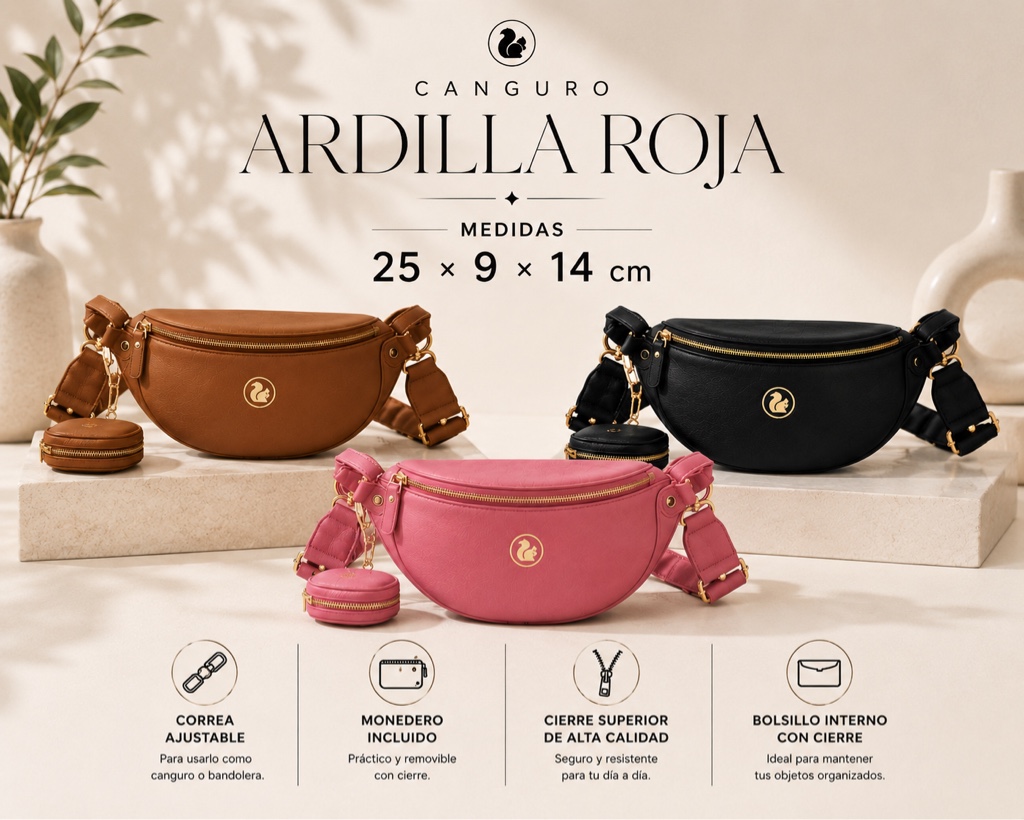 Canguro + Monedero Ardilla Roja 55640 GNK