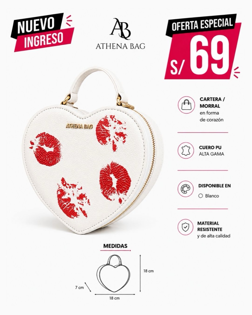 x Morral Corazón Besos - Athena Bag - AB2902 GNK
