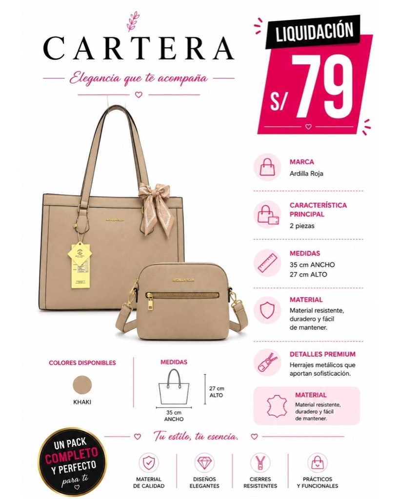 x Cartera Ardilla Roja