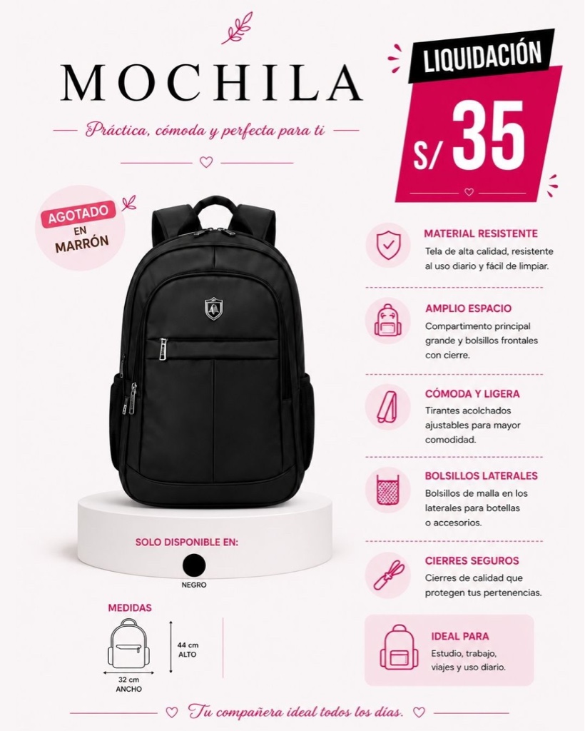 x Mochila negra con cable