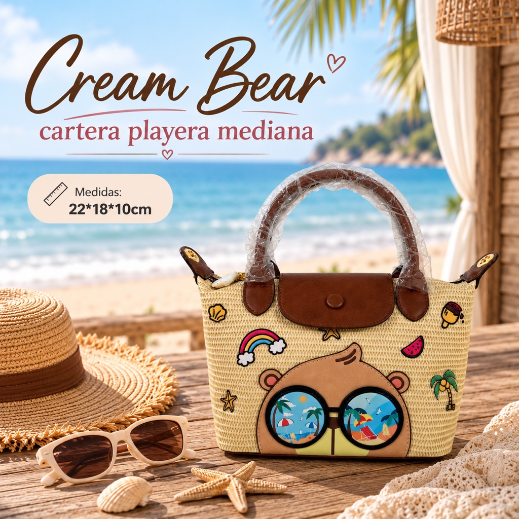 Cartera Cream Bear Playera Mediana