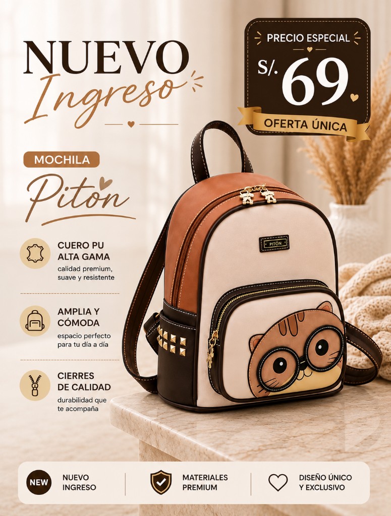 x Mochila Gatito Beibao S-8610 GNK