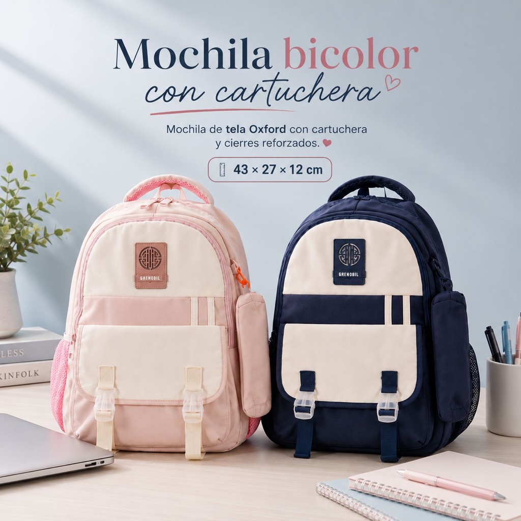 Mochila Grenobil Bicolor con cartuchera