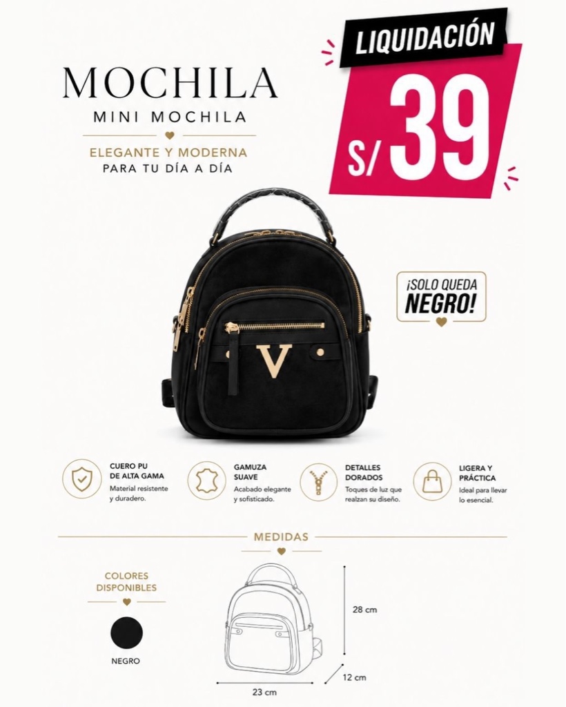 x Mini mochila negra V