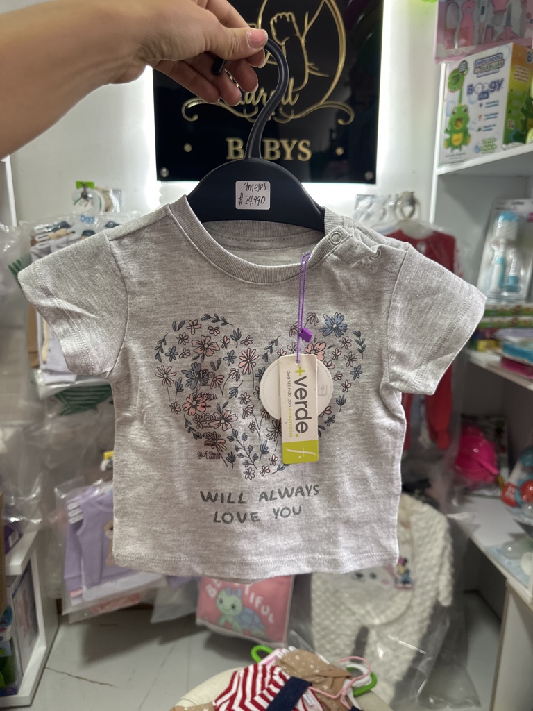 Camiseta gris Verde bebe 9 meses